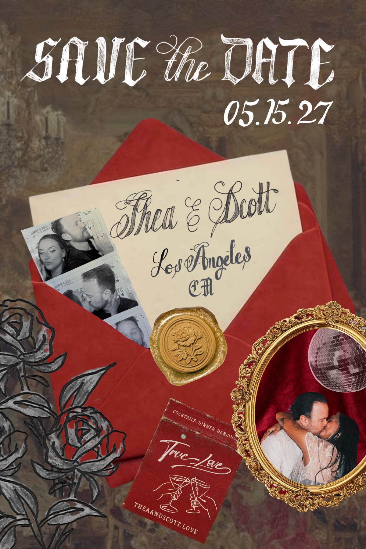 Save the Date — Thea & Scott, 05.15.27, Los Angeles, CA